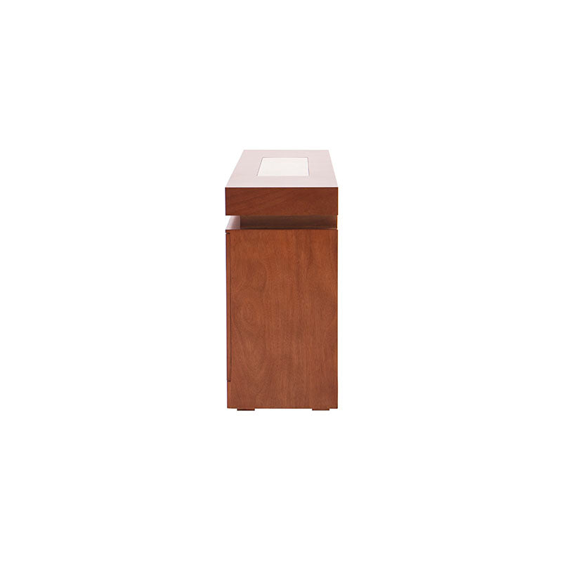 Bufetera Tamayo de chapa de caoba con placa de mármol, 180 cm de ancho, 80 cm de alto y 40 cm de fondo, deurope.com.mx