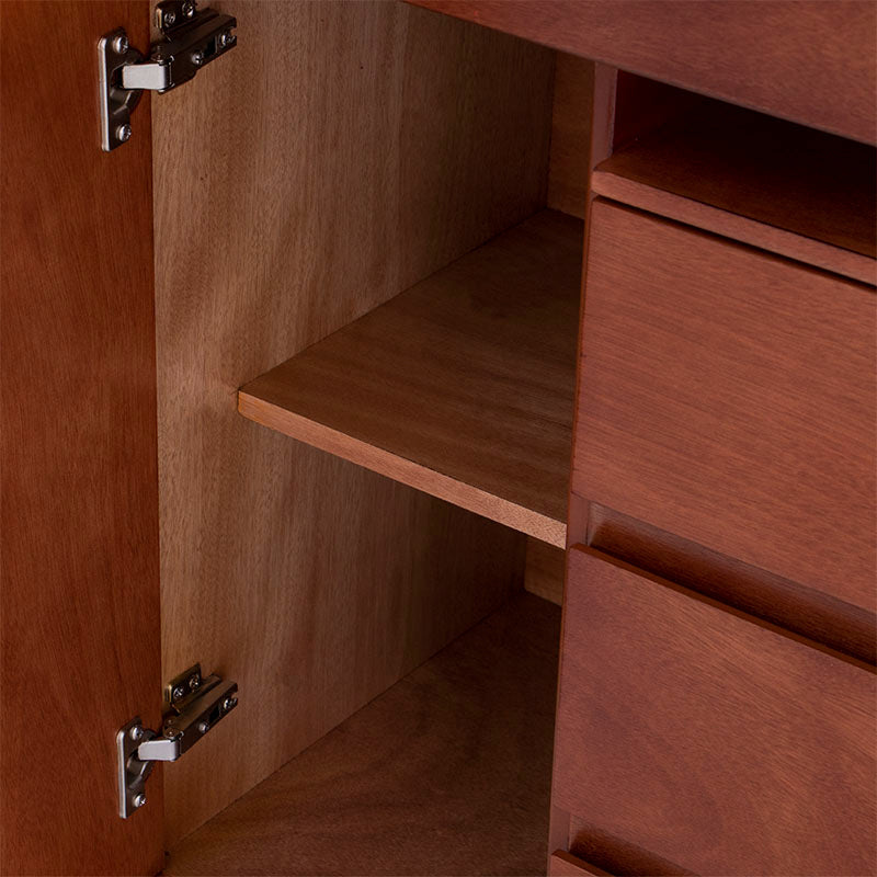 Buffet Tamayo de madera con chapa de caoba y placa de mármol, tamaño 180x80x40 cm, deurope.com.mx