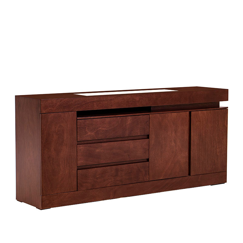 Buffet Tamayo deurope.com.mx en madera de caoba con placa de mármol, tamaño 180x80x40 cm, estilo elegante y duradero.