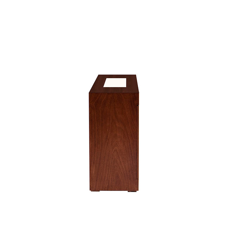 Bufetera Tamayo de madera con chapa de caoba y placa de mármol, 180 cm de largo, 80 cm de alto y 40 cm de fondo.