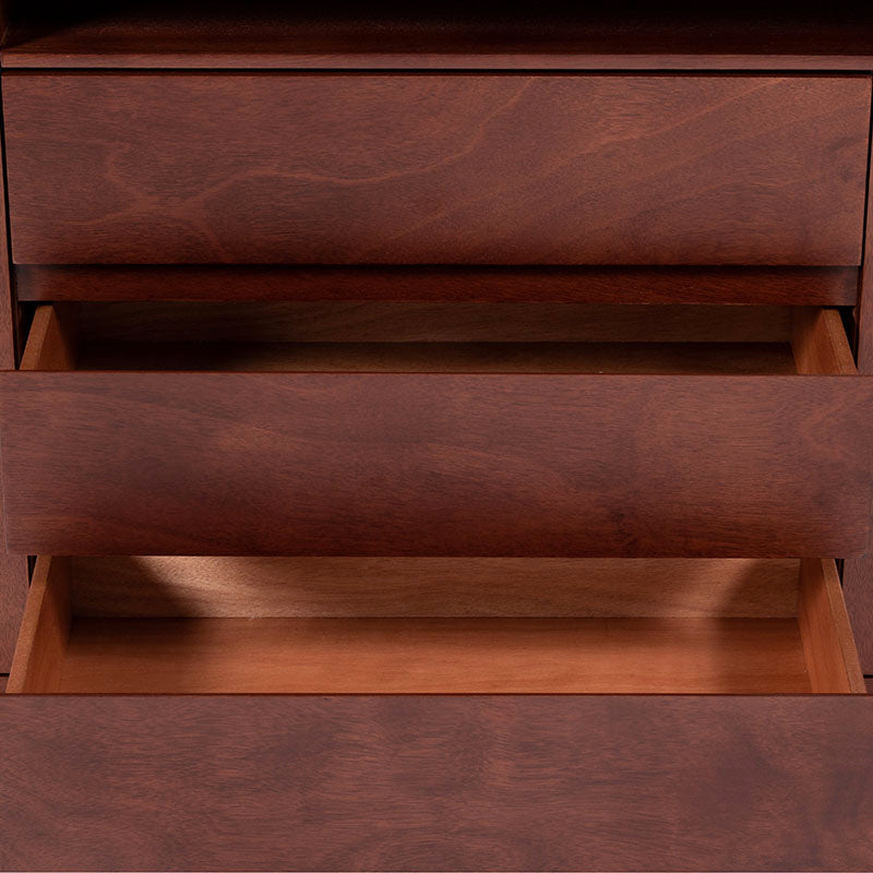 Buffet Tamayo de madera con acabado en chapa de caoba y placa de mármol, tamaño 180x80x40 cm, estilo elegante y funcional.
