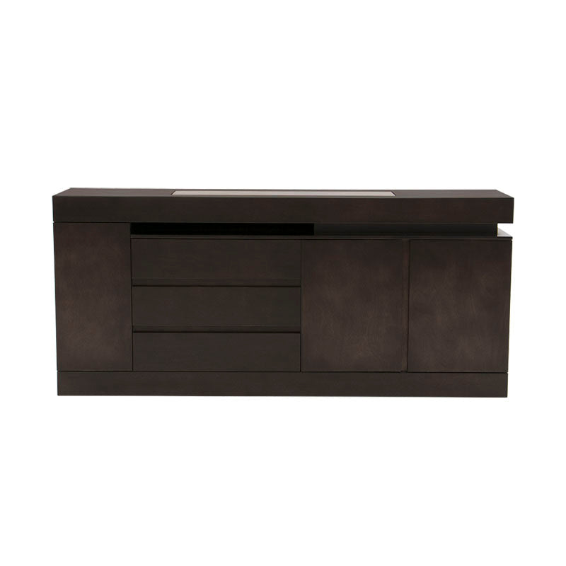 Buffet Tamayo de madera con chapa de caoba y placa de mármol, tamaño 180x80x40 cm, estilo elegante y funcional.