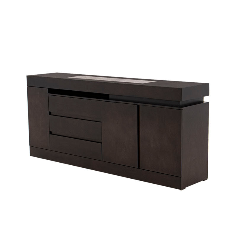 Buffet Tamayo de madera con chapa de caoba y placa de mármol, tamaño 180x80x40 cm, estilo clásico y elegante.