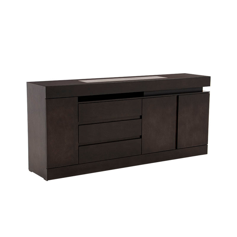 Bufetera Tamayo de Eureope con chapa de caoba, placa de mármol, dimensiones 180x80x40 cm, estilo elegante y funcional.