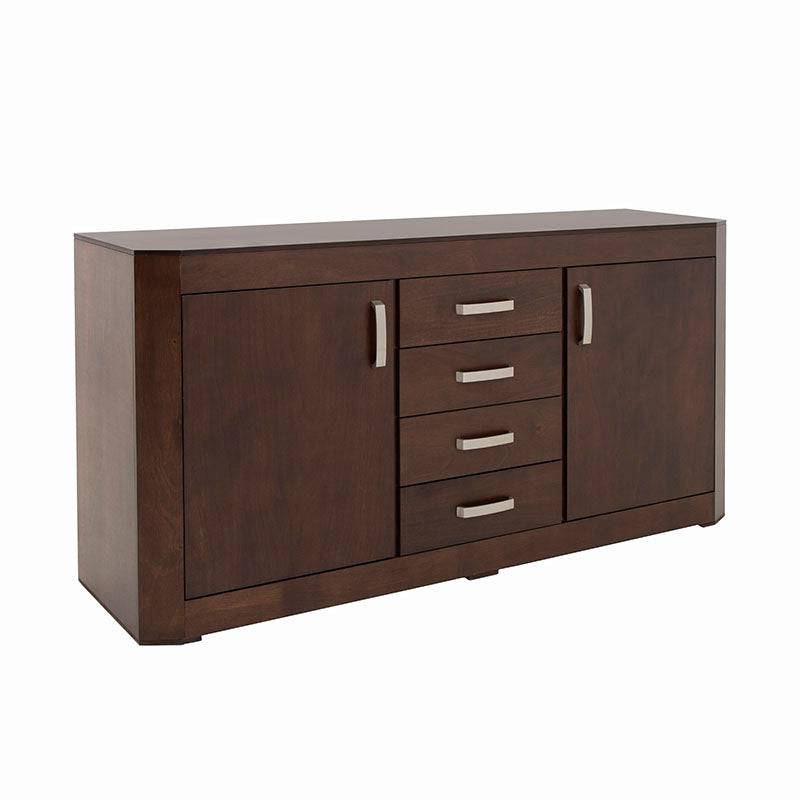 Juego de comedor con buffet Creta II deurope.com.mx, en acabado tabaco y chapa de okumé, con mesa y buffet de 10 piezas.
