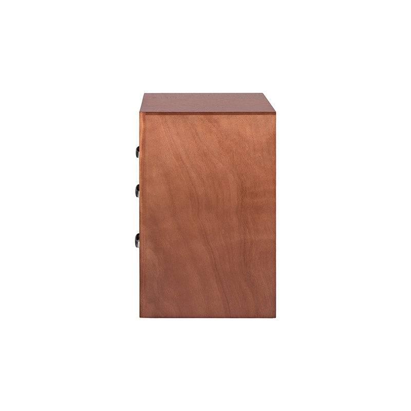 Buro Siena de madera en tonos marrón y beige, con franja leather touch, frente 70 cm, para juego de recámara de deurope.com.mx.