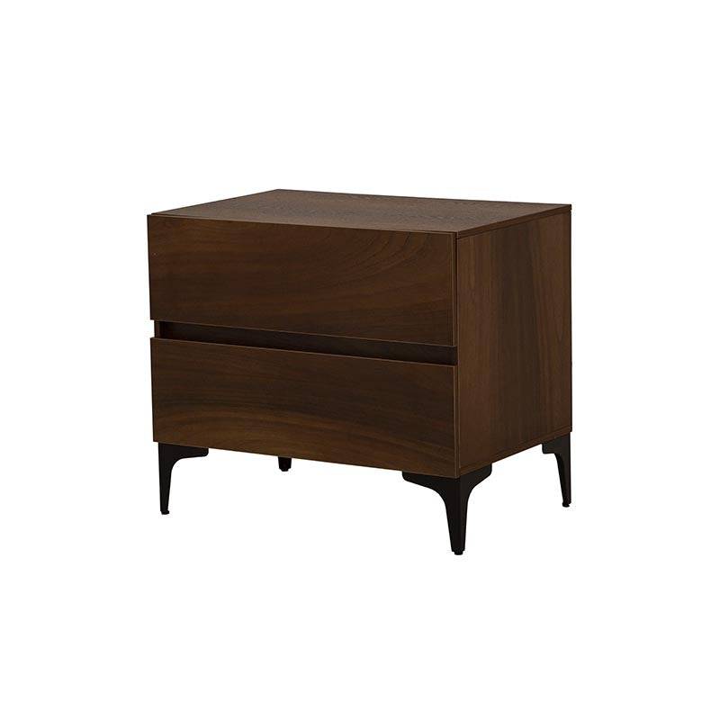 Buró Mariota de madera en color café y parota, con superficie lisa y diseño moderno, ideal para dormitorio elegante.