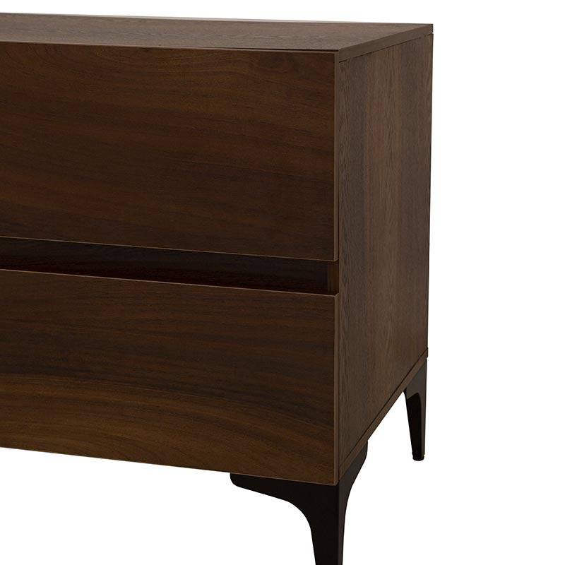 Buró Mariota de madera en color café con acabado de parota, estilo moderno y elegante para dormitorio.