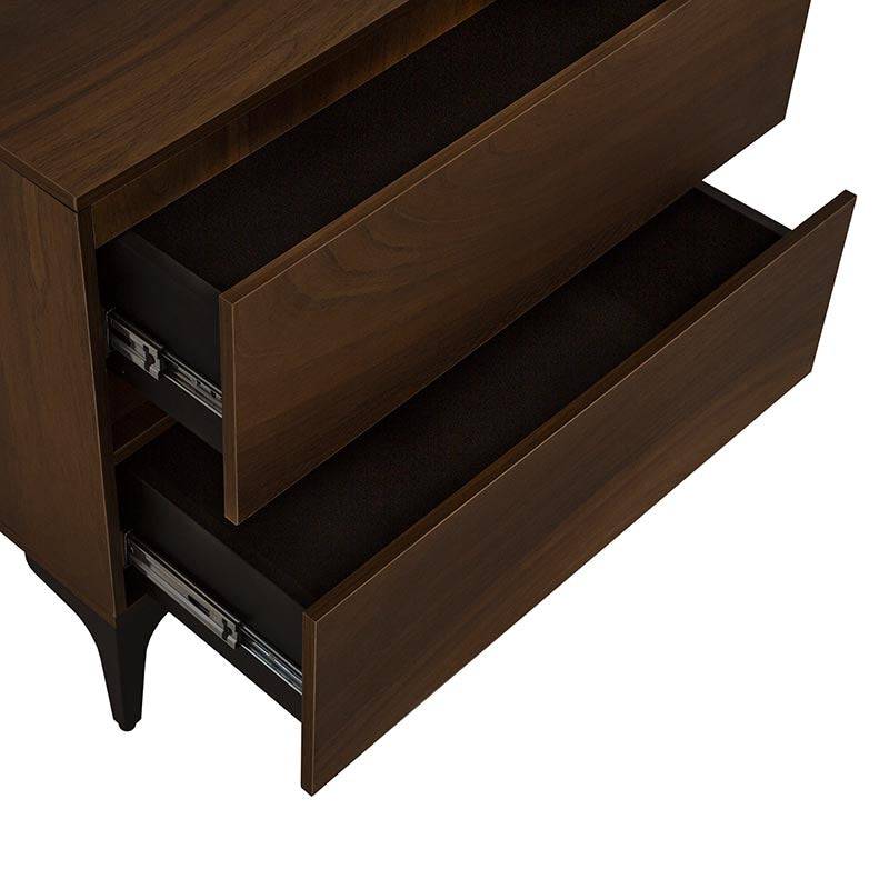 Buro Mariota de color café con diseño moderno, hecho de madera, ideal para dormitorio o oficina.