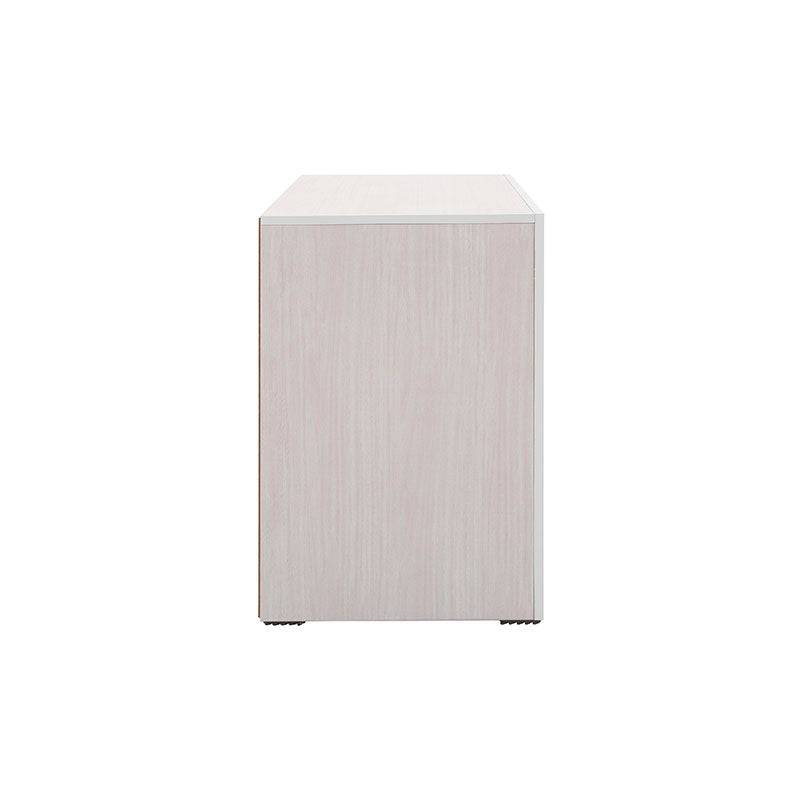Buró Picasso de estilo industrial en madera clara, con superficie y espacio de almacenamiento, mide 60 cm de ancho y 57 cm de alto.