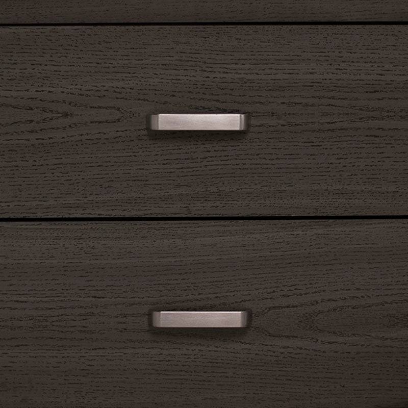Buró Olcen de estilo industrial en color gris madera, con superficie y espacio de almacenamiento, frente de 60 cm de ancho.
