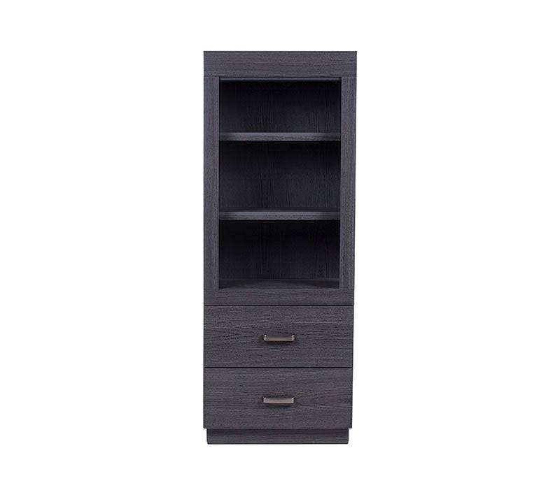 Buró Olcen de estilo industrial en gris y madera, con dimensiones de 60 cm de alto, 157 cm de largo y 40 cm de fondo.