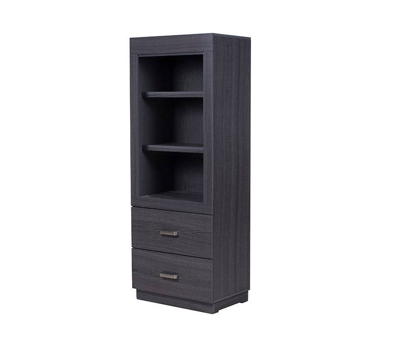 Buró Olcen de estilo industrial en madera gris, frente de 60 cm, alto 157 cm y fondo 40 cm, mobiliario de deurope.com.mx