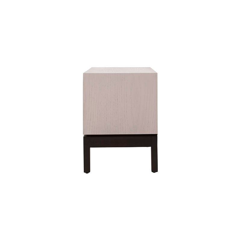 Buro Infinity de estilo industrial en gris de madera de pino y chapa de encino, con dimensiones de 60x55x40 cm.