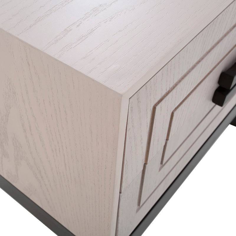 Buró Infinity de madera de pino y chapa de encino en color gris con estilo industrial, frente de 60 cm, alto 55 cm y fondo 40 cm
