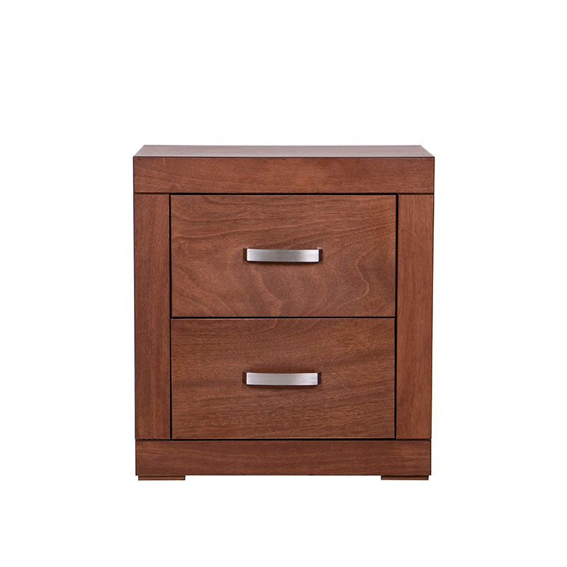 Buro de recámara México de 3 piezas en chapa de okumé y color mandarina, con dimensiones de 65x70x40 cm.