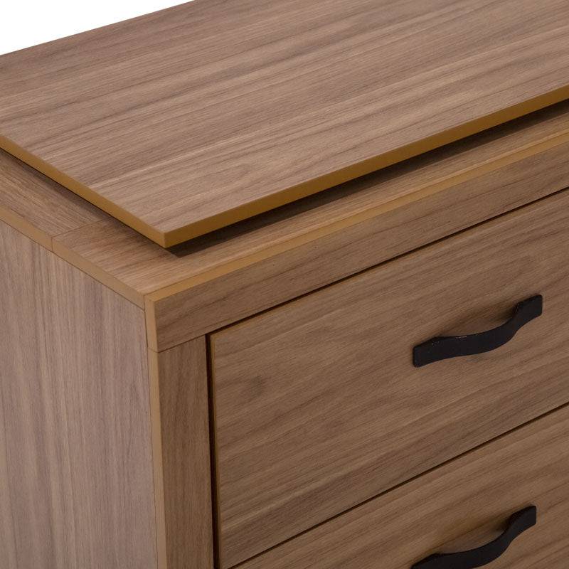 Imagen de un buro de recámara Allure deurope.com.mx en acabado marrón MDF melamina, con dimensiones de 60x59 cm.