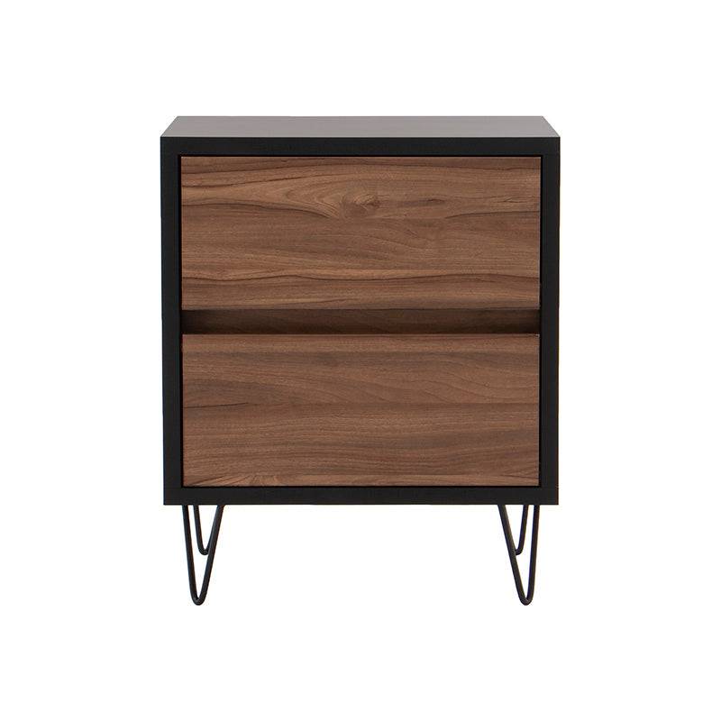Buró Lazy de madera en color negro nogal con estructura de melamina, frente de 60 cm, alto 55 cm y fondo 40 cm.