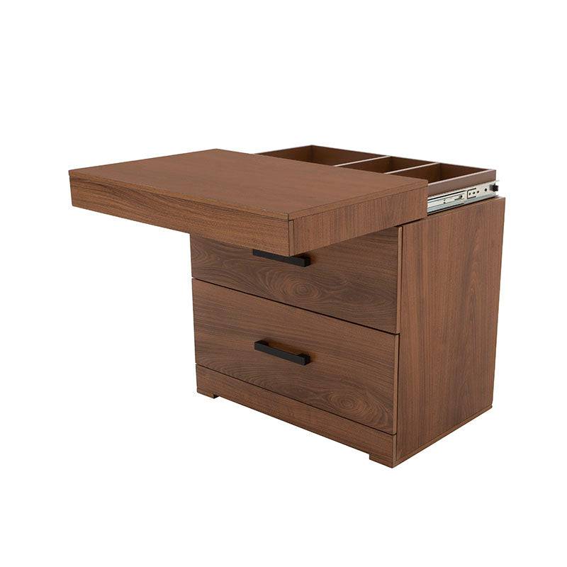 Buro de madera Alejandria de 5 piezas en chapa de nogal americano y estilo industrial, con dimensiones de 60x58x39 cm.