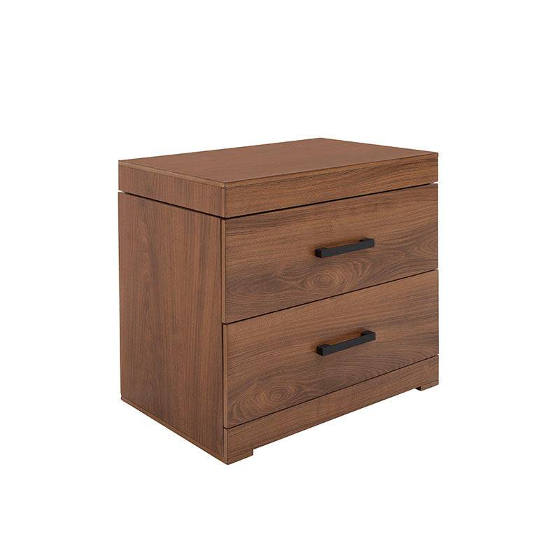 Buro de madera Nogal de la recámara Alejandria deurope.com.mx, con acabado en chapa de nogal americano, frente de 60 cm, alto 58 cm.