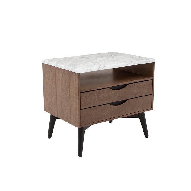Buró húngaro de madera con acabado en nogal negro y chapa de mármol Carrara, frente de 55 cm, moderno y elegante.