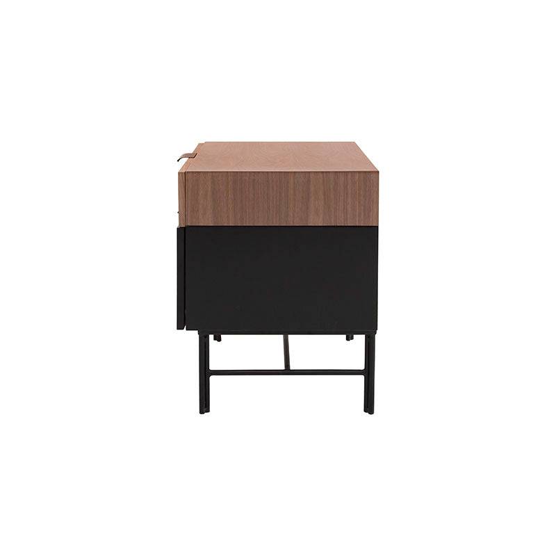 Buró Jess de madera de pino con chapa de nogal, acabado en negro, frente de 55 cm, alto 55 cm y fondo 40 cm, deuropé.com.mx