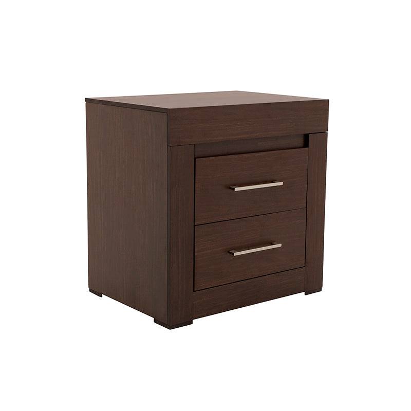 Buro de recámara Boston de madera oscura en estilo industrial, con dimensiones de 60x70x46 cm, de la marca deurope.com.mx