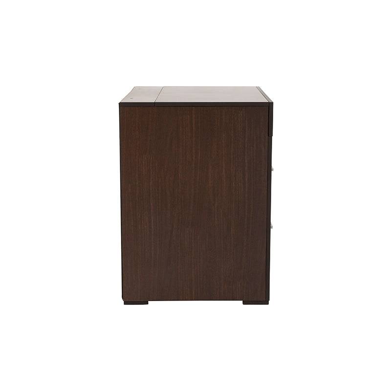 Buro de recámara Boston 3 piezas en madera oscura de style industrial, con dimensiones de 60x70x46 cm, en color nogal oscuro.