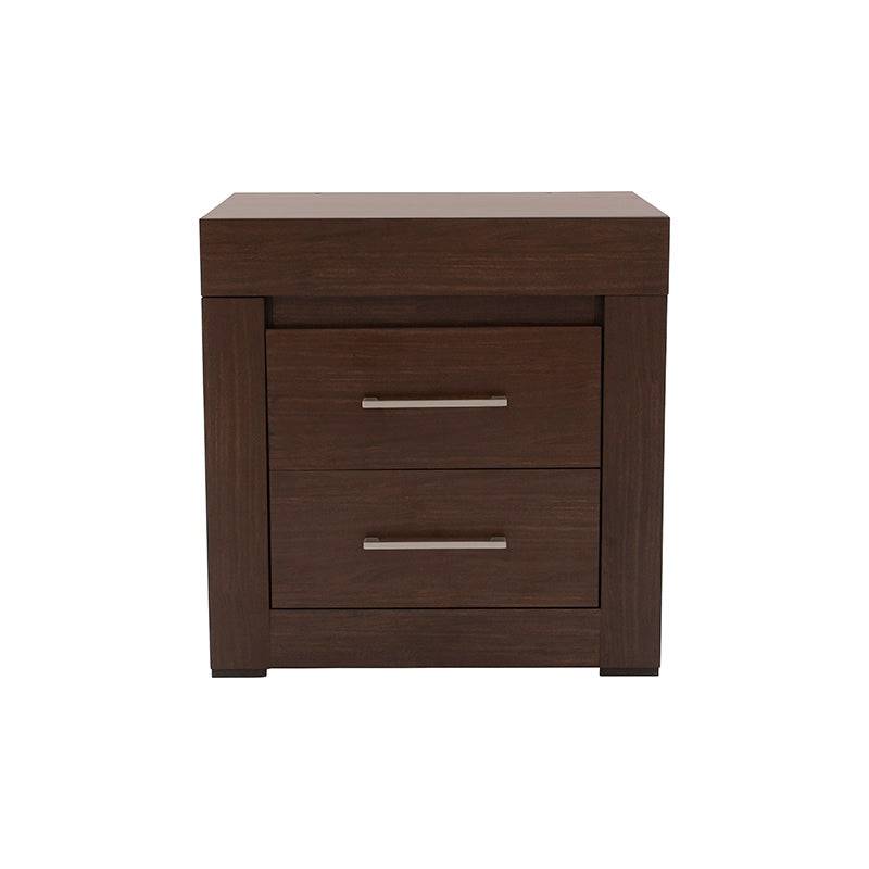 Buro de recámara Boston de madera industrializada en nogal oscuro, 60 cm de ancho, 70 cm de alto y 46 cm de fondo.