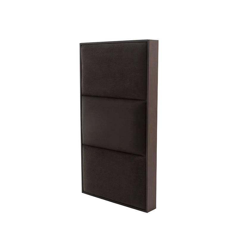 Buro de pared Boston en madera nogal oscuro y tapizado en microfibra, con dimensiones de 60x100x10 cm, deurope.com.mx