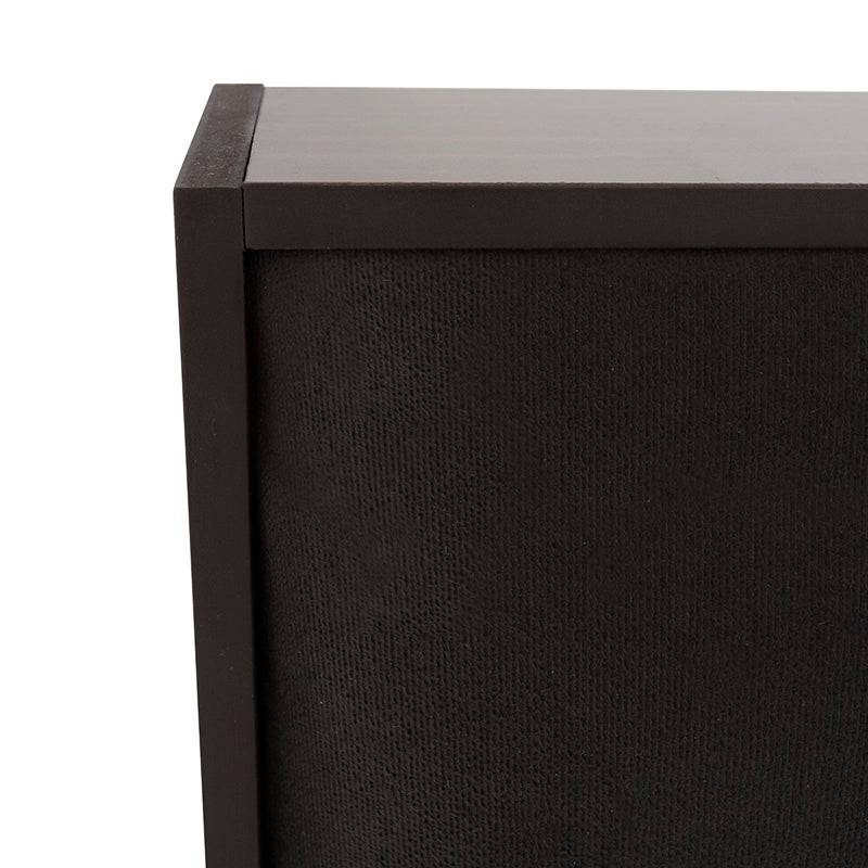 Buro de pared Boston de madera industrializada en nogal oscuro con tapiz de microfibra, 60 cm de ancho, 100 cm de alto y 10 cm de fondo.