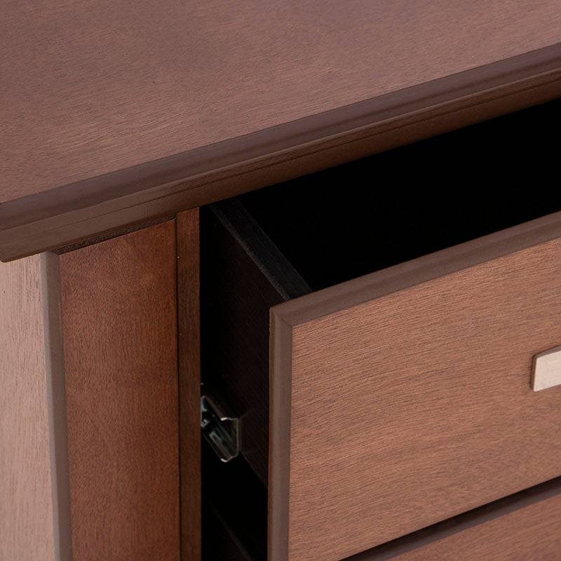 Buro Perth de madera tabaco con chapa de okume, frente de 60 cm, alto 60 cm y fondo 40 cm, estilo industrial de deurope.com.mx