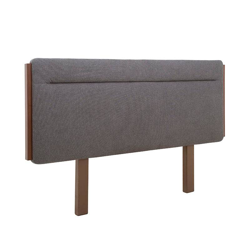 Cabecera Atenea de Deurope en color gris oscuro, madera industrializada, chapa de nogal y tapizado en tejido plano, 210x140 cm.