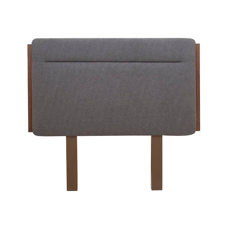 Cabecera Atenea de Deurope en madera industrializada y chapa de nogal, con tapizado de tejido plano en color gris oscuro.