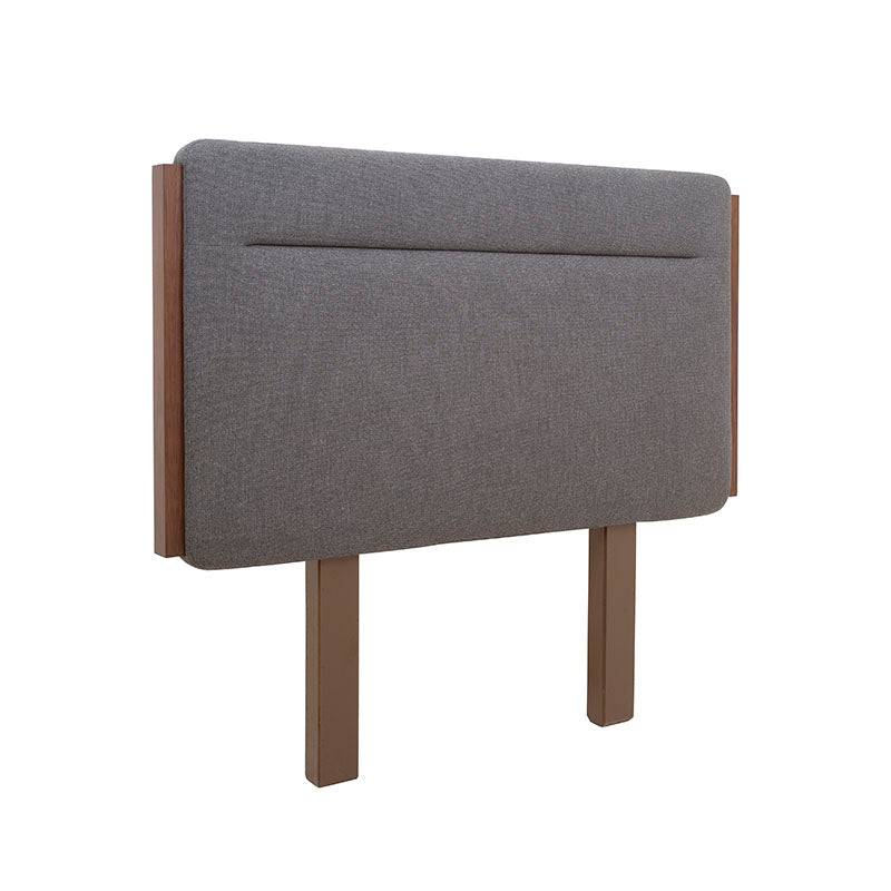 Cabecera Atenea de Deurope, en madera de nogal con tapizado plano en gris oscuro, tamaño 210x140 cm, estilo industrial.