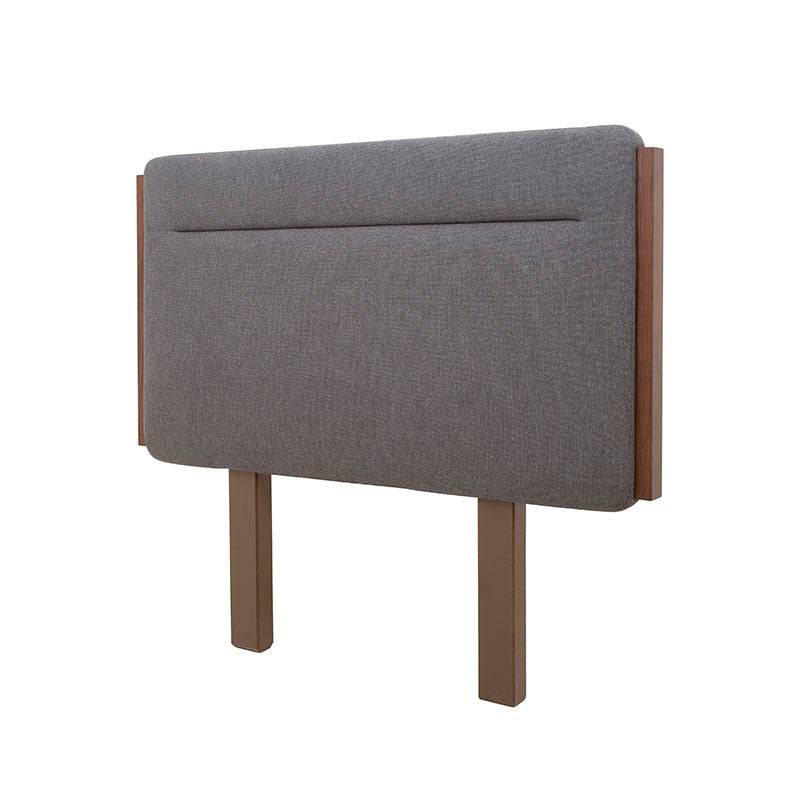 Cabecera Atenea de Deurope en madera industrializada con chapa de nogal en color almendra gris oscuro, tapizada en tejido plano.