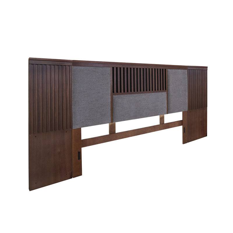 Cabecera de cama de recámara Bourbon de 3 piezas en color neutro, estilo moderno y elegante para dormitorio.