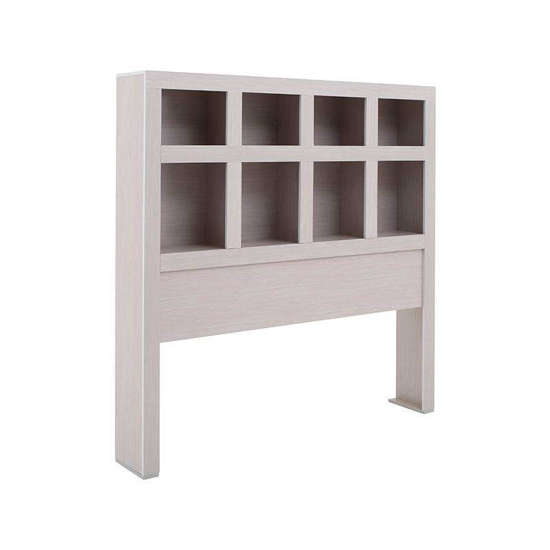 Cabecera Picasso de color gris claro y madera industrializada, para cama de 142 cm de ancho y 140 cm de alto.