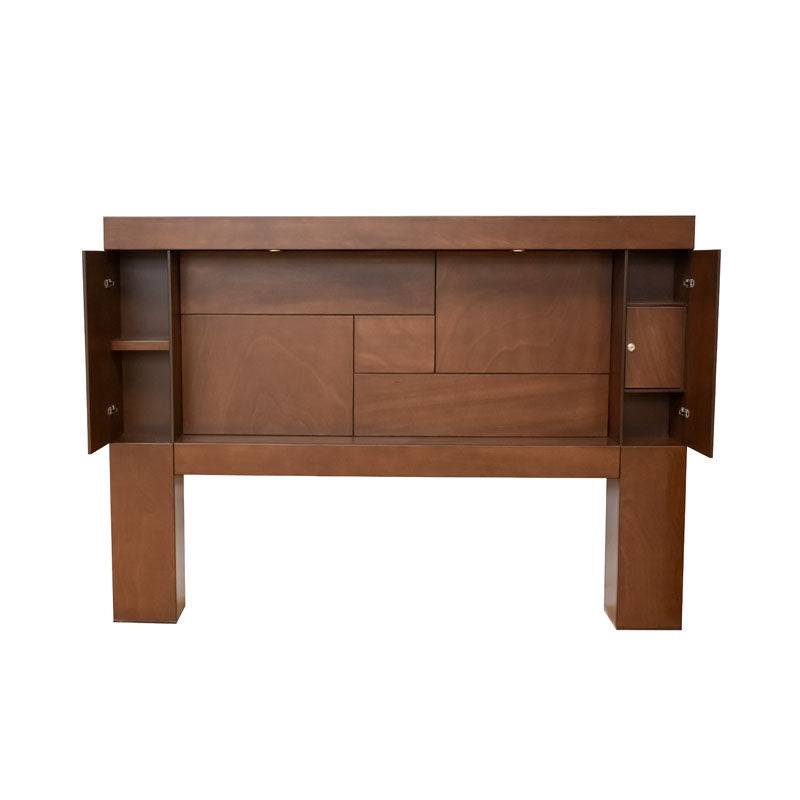 Juego de comedor Quetzal de madera con cinco piezas, incluyendo cabeceras y mesa en acabado deurope.com.mx