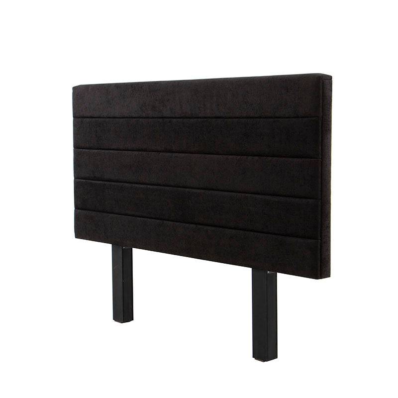 Cabecera Lazy de tapiz negro en tela, con diseño plano, de aproximadamente 110 cm de alto y 150 cm de ancho, para cama.