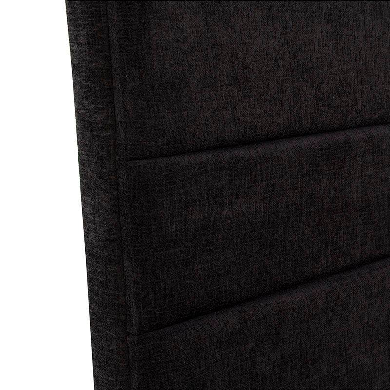 Cabecera Lazy de tapiz negro en tela, 110 cm de alto, 150 cm de ancho, con diseño simple y moderno.