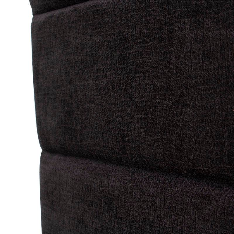 Cabecera Lazy en tapiz negro, con diseño moderno y plano, de 150 cm de alto y fondo de 13 cm, para cama.