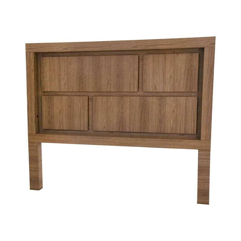 Cabecera de recámara Allure de 3 piezas en madera MDF melamina nogal, con diseño moderno y tamaño de 200 cm de ancho.