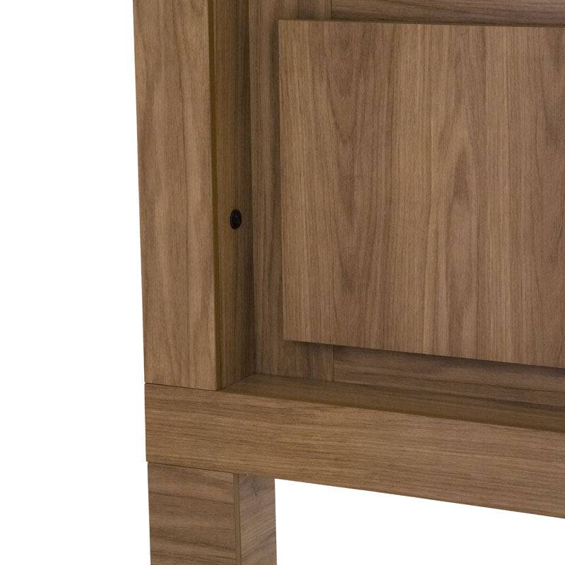 Cabecera de recámara Allure deurope.com.mx en madera MDF con acabado nogal, 200 cm de ancho y 166.5 cm de alto.