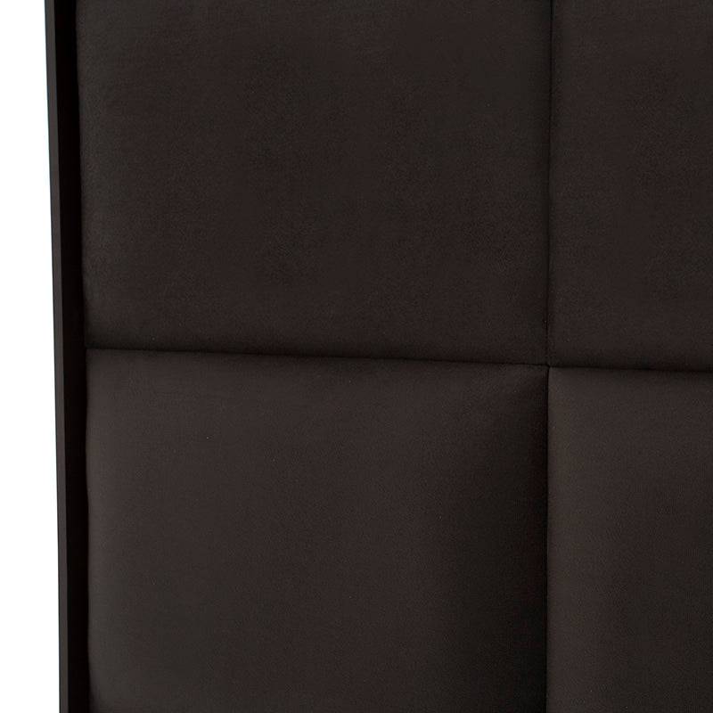 Cabecera de recámara Boston de madera oscura con tapiz de microfibra, medida 200 cm de ancho, 170 cm de alto, 14 cm de fondo.