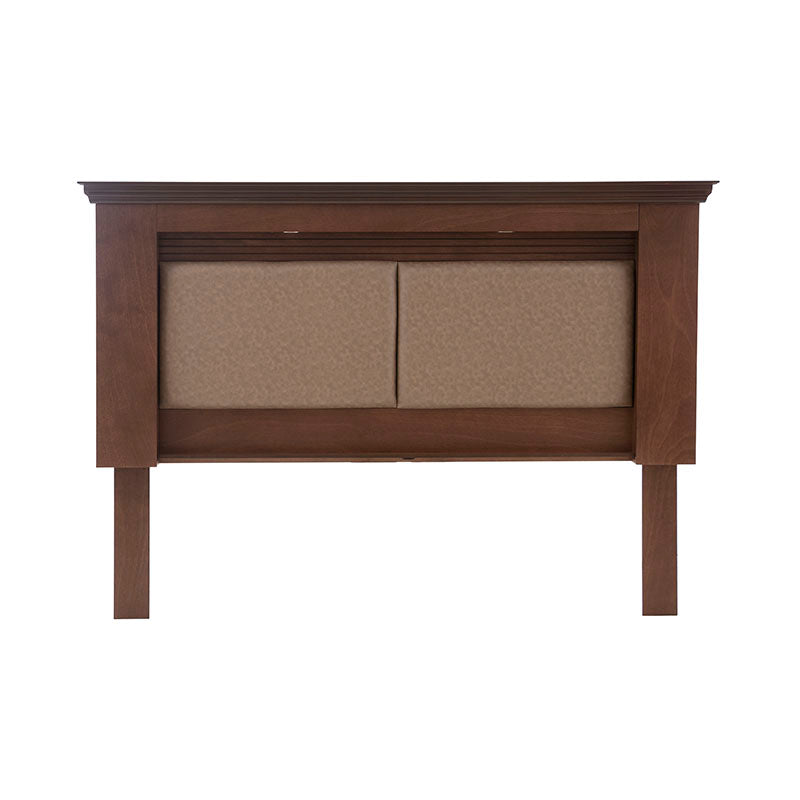 Cabecera Perth de madera industrializada en chapa de okumé, con diseño moderno en color tabaco, tamaño 211x148x17 cm.