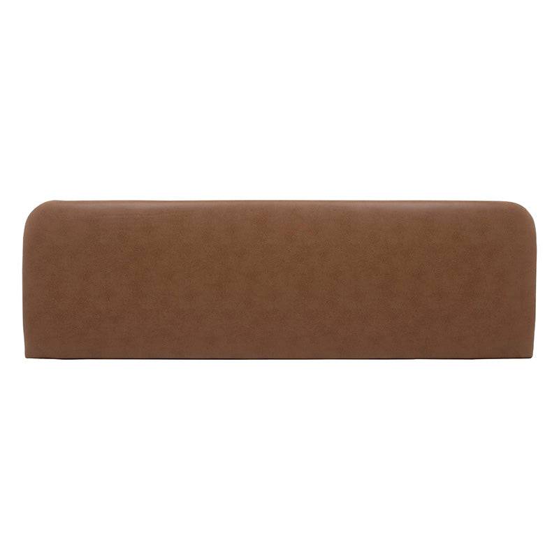 Cabecera húngaro de tela tipo nobuck en color terracota claro, con marco de 220 cm de ancho y 120 cm de alto.