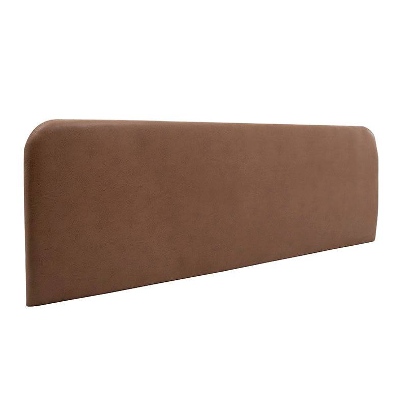 Cabecera húngaro de tela color terracota claro con detalles en nobuck, de aproximadamente 120 cm de alto y 326 cm de ancho.