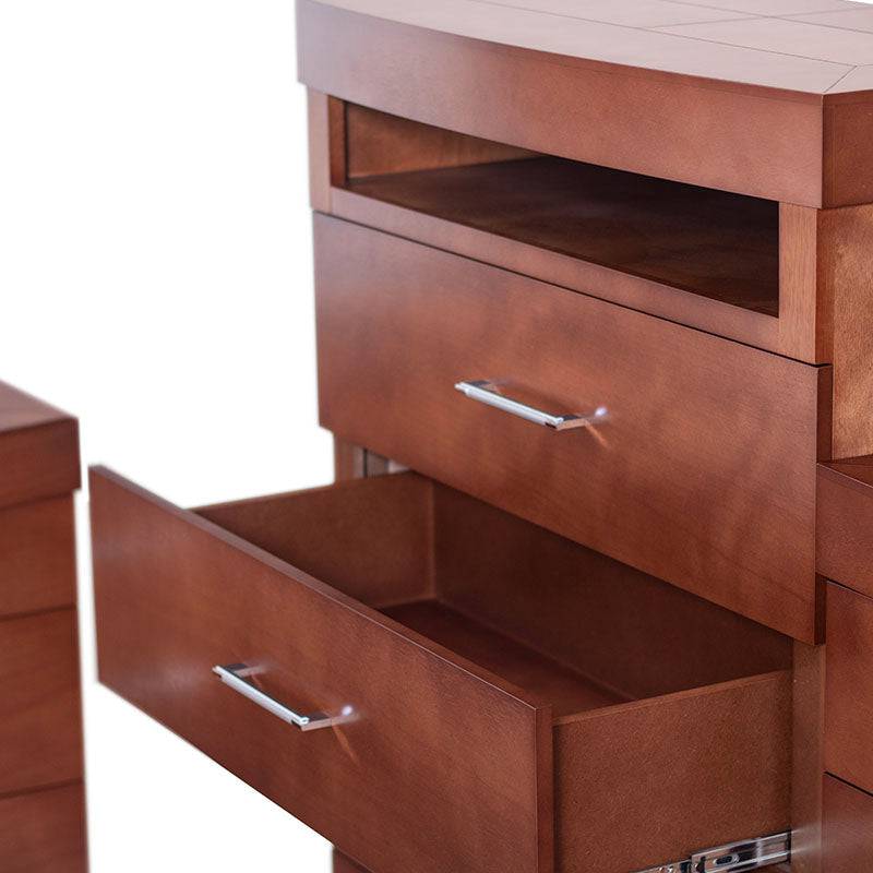Cajonera Armenia de Deurope.com.mx en madera de banak y chapa de okumé, con estructura en color almendra y 3 cajones.