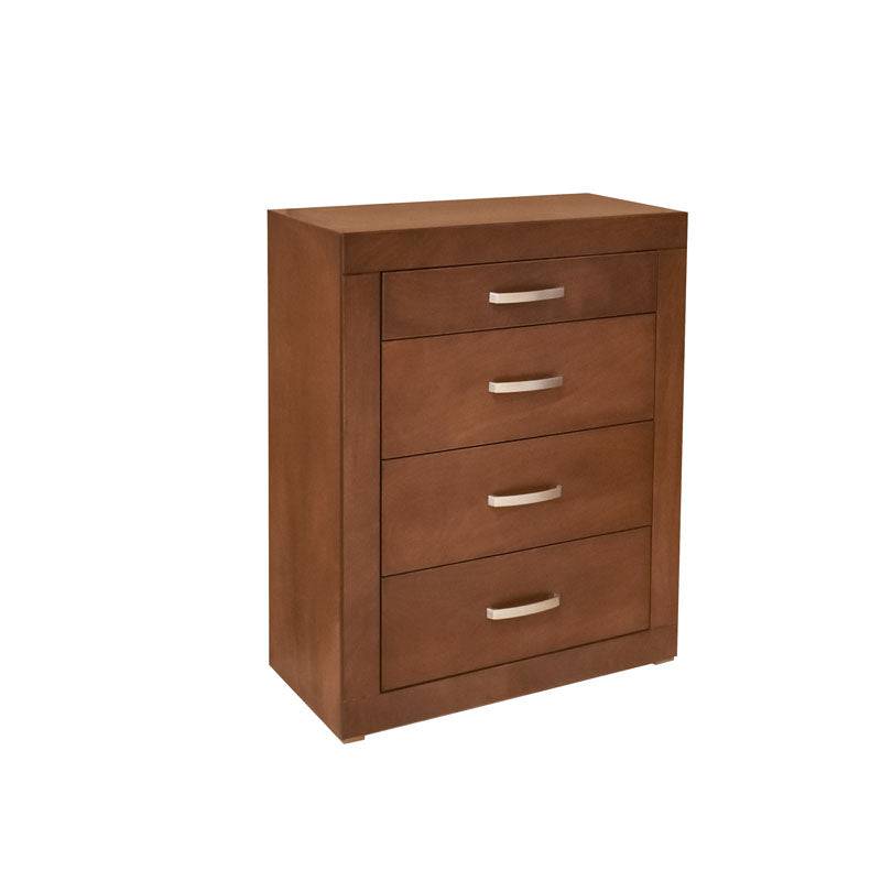 Juego de recámara Atenas de 5 piezas, cajonera de madera en tono claro, diseño elegante y moderno para dormitorio.